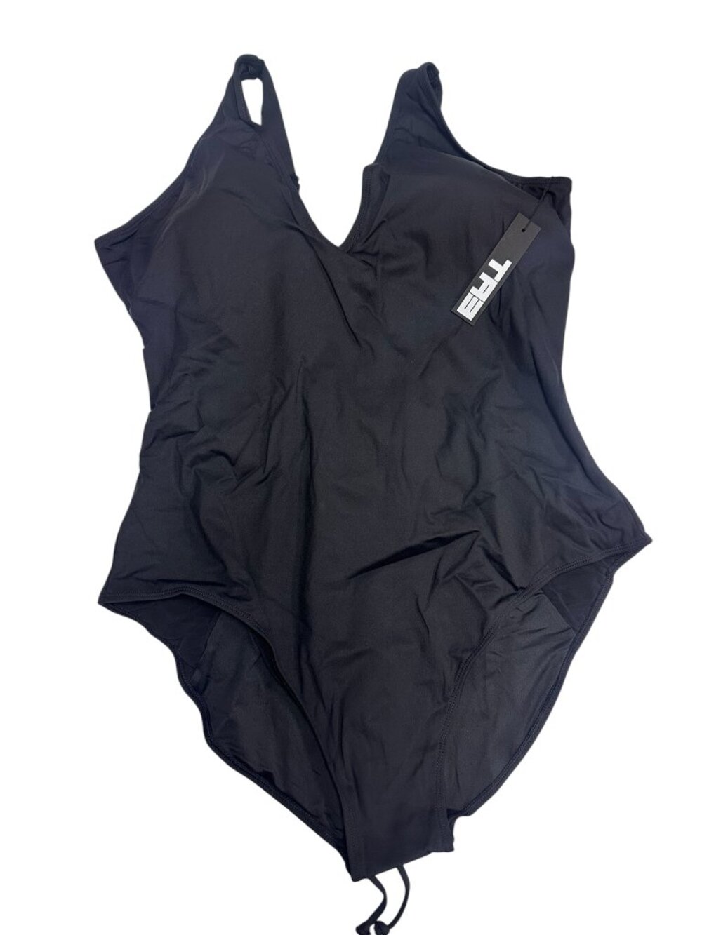 New TA3 Plungey Black One Piece Lace Up Swimsuit Plus Size Regular Long